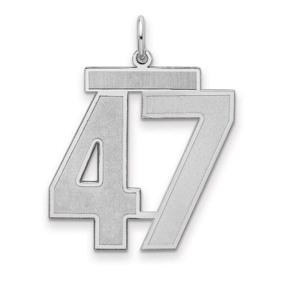 Sterling Silver Jersey Collection Large Number 47 Pendant